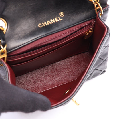 ミニマトラッセ チェーンショルダーバッグ ラムスキン ブラック ゴールド金具 シャネル バッグ CHANEL