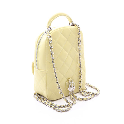 マトラッセ ミニリュック ラムスキン ライトイエロー シルバー金具 シャネル バッグ CHANEL