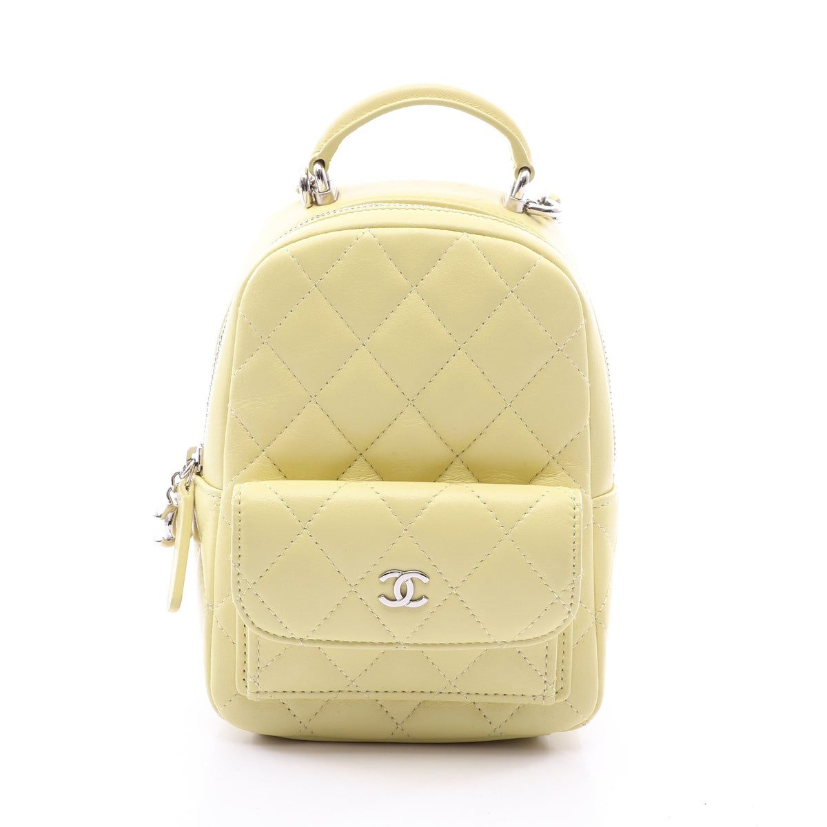 マトラッセ ミニリュック ラムスキン ライトイエロー シルバー金具 シャネル バッグ CHANEL