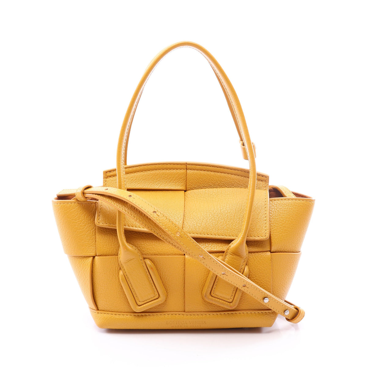 ミニ ザ アルコ 2WAY ハンドバッグ レザー イエローブラウン ボッテガヴェネタ バッグ BOTTEGA VENETA