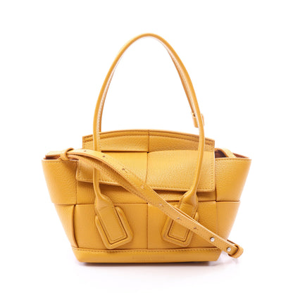 ミニ ザ アルコ 2WAY ハンドバッグ レザー イエローブラウン ボッテガヴェネタ バッグ BOTTEGA VENETA