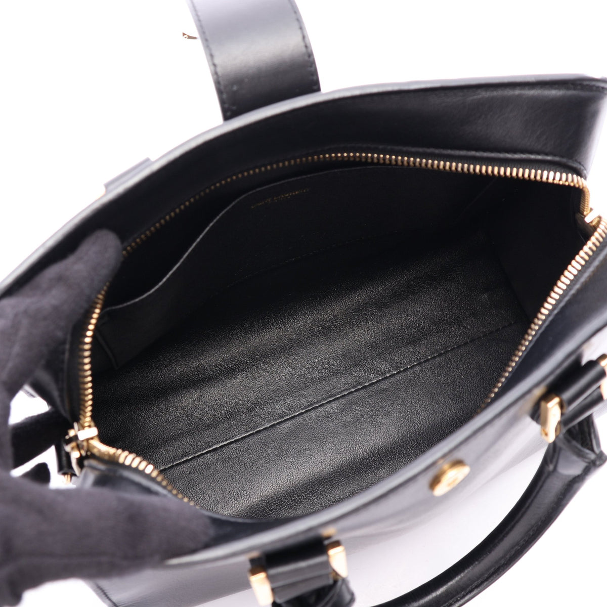 YSLライン ベイビー モノグラム カバス 2WAY ハンドバッグ レザー ブラック サンローランパリ バッグ SAINT LAURENT PARIS