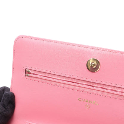 マトラッセ チェーンウォレット ラムスキン ピンク ゴールド金具 シャネル バッグ CHANEL