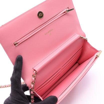マトラッセ チェーンウォレット ラムスキン ピンク ゴールド金具 シャネル バッグ CHANEL