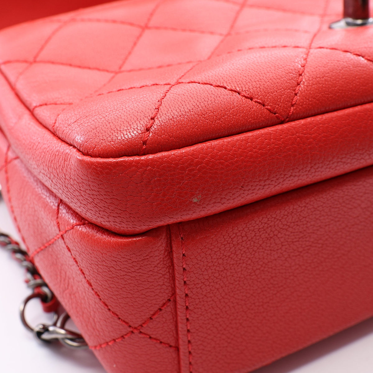 マトラッセ チェーンショルダーバッグ レザー レッド シルバー金具 シャネル バッグ CHANEL