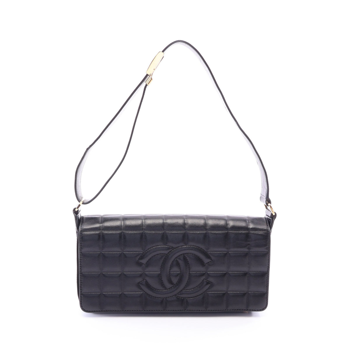 チョコバー ショルダーバッグ ラムスキン ブラック ゴールド金具 シャネル バッグ CHANEL