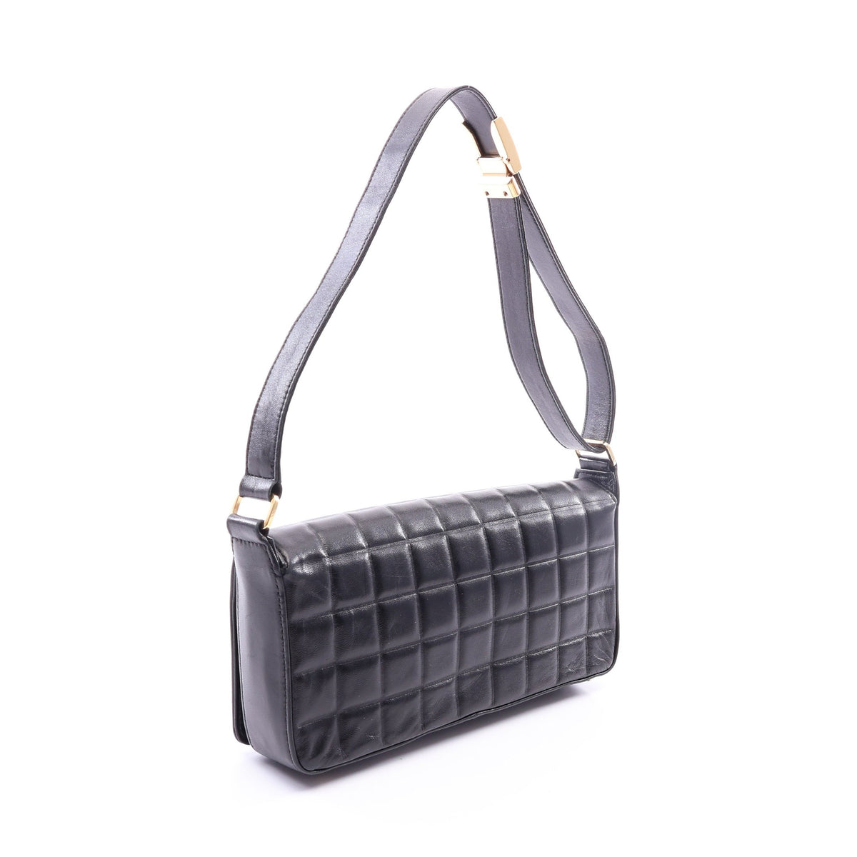 チョコバー ショルダーバッグ ラムスキン ブラック ゴールド金具 シャネル バッグ CHANEL