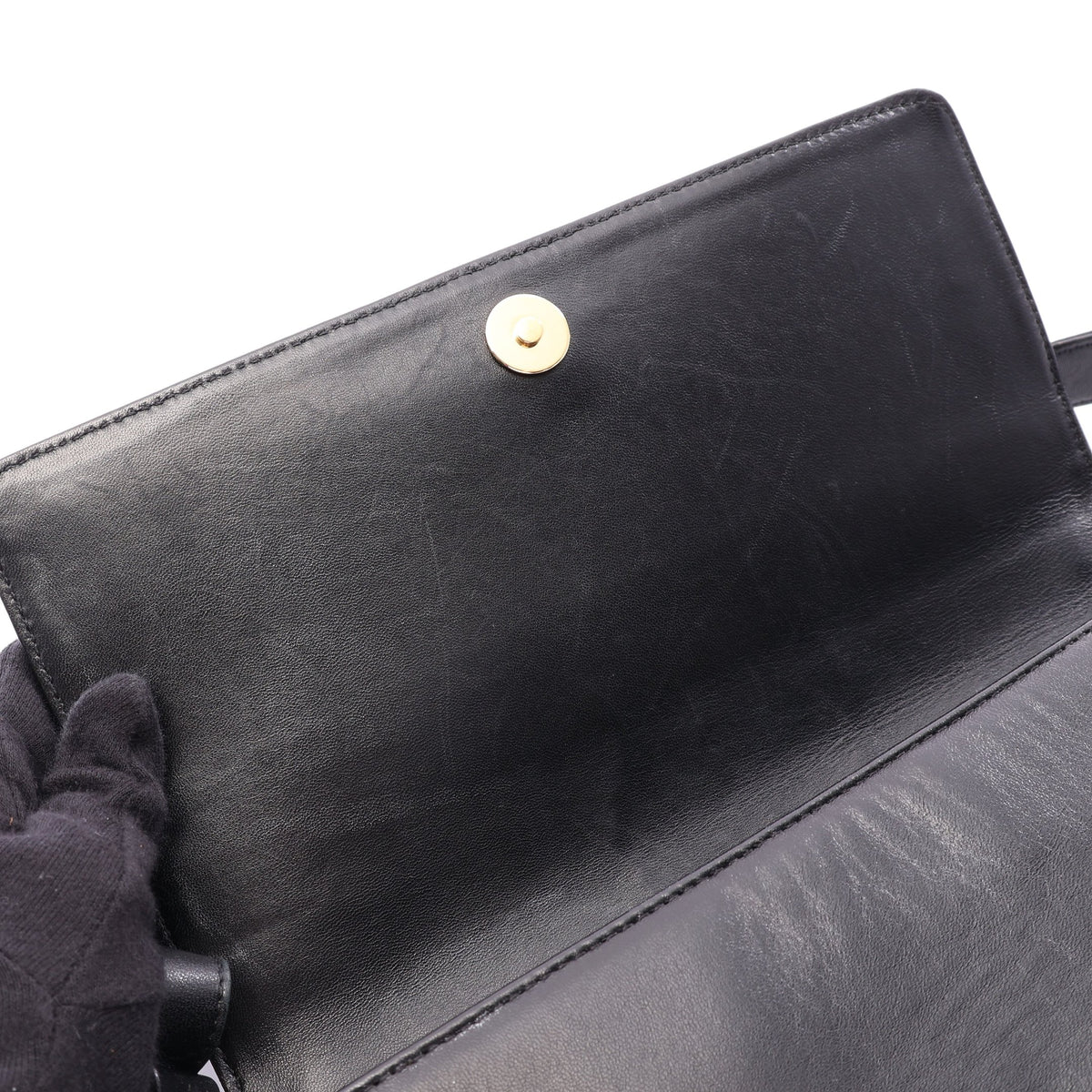 チョコバー ショルダーバッグ ラムスキン ブラック ゴールド金具 シャネル バッグ CHANEL