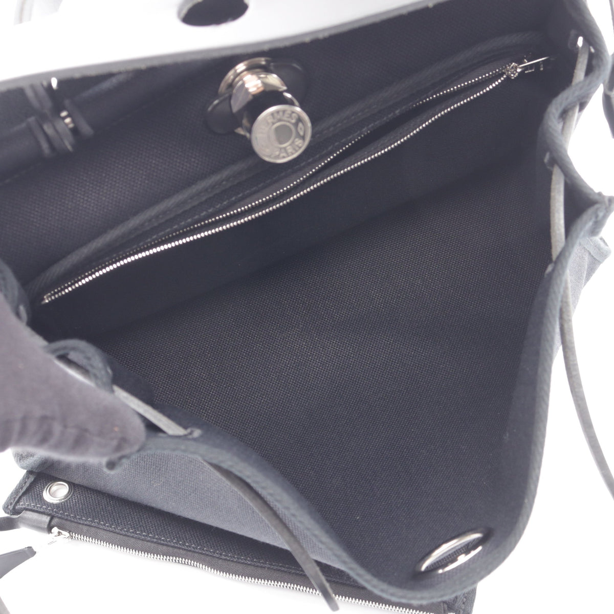エールバッグジップPM 2WAY ハンドバッグ トワルミリタリー ヴァッシュハンター ブラック シルバー金具 U刻印 エルメス バッグ HERMES