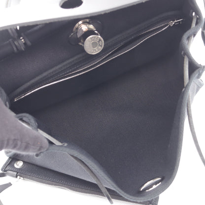 エールバッグジップPM 2WAY ハンドバッグ トワルミリタリー ヴァッシュハンター ブラック シルバー金具 U刻印 エルメス バッグ HERMES