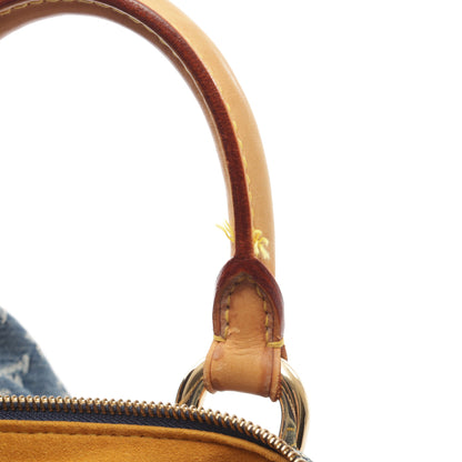 ネオスピーディ モノグラムデニム ハンドバッグ デニム レザー ブルー ルイヴィトン バッグ LOUIS VUITTON