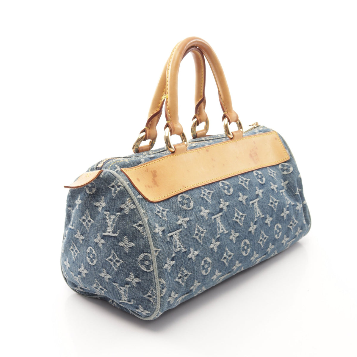 ネオスピーディ モノグラムデニム ハンドバッグ デニム レザー ブルー ルイヴィトン バッグ LOUIS VUITTON