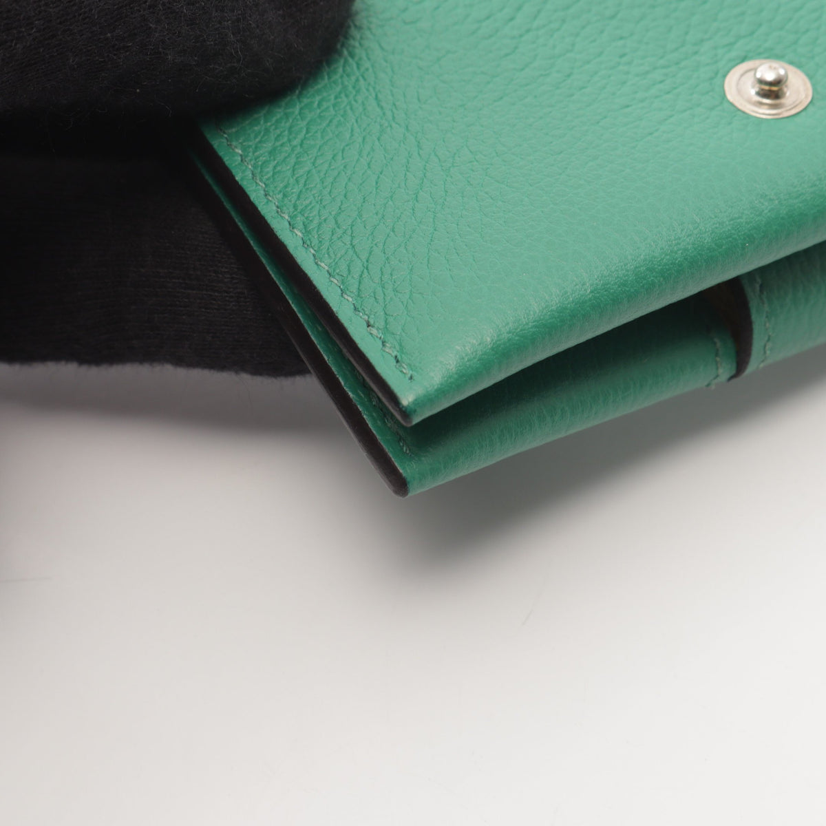 R.M.S ヴェールヴェルティゴ ジョーヌナプル カードケース エバーカラー グリーン イエロー シルバー金具 B刻印 エルメス 財布・小物 HERMES