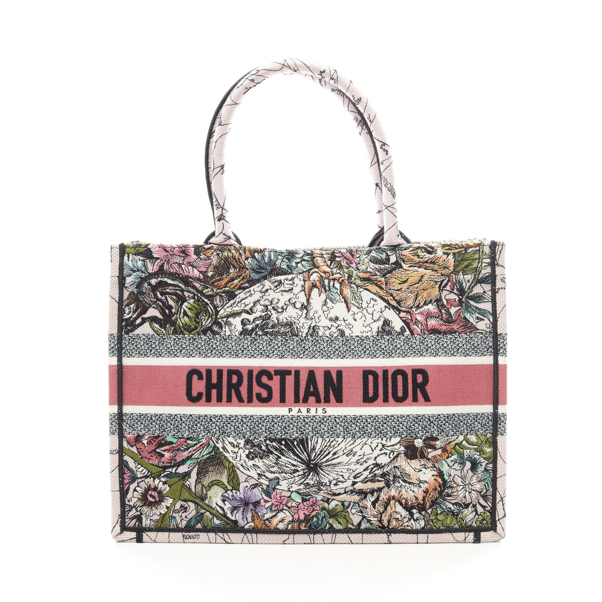 BOOK TOTE ブックトート ミディアム ハンドバッグ トートバッグ キャンバス ライトピンク マルチカラー クリスチャンディオール バッグ Christian Dior