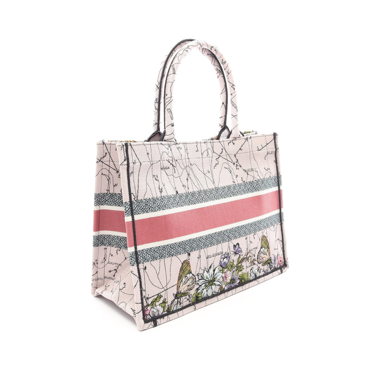 BOOK TOTE ブックトート ミディアム ハンドバッグ トートバッグ キャンバス ライトピンク マルチカラー クリスチャンディオール バッグ Christian Dior