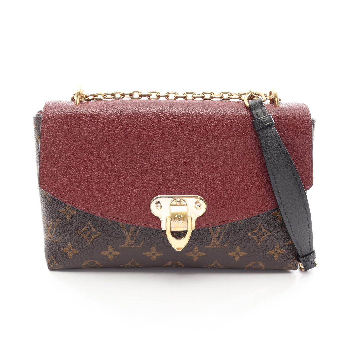 サン プラシード モノグラム チェーンショルダーバッグ PVC レザー ブラウン ボルドー ルイヴィトン バッグ LOUIS VUITTON