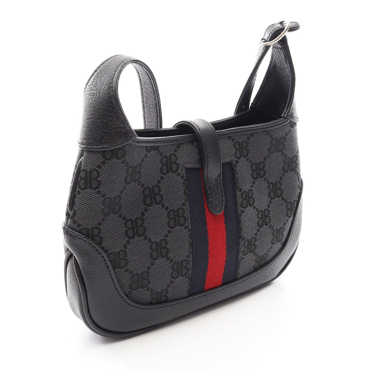 BALENCIAGA × GUCCI ザ ハッカープロジェクト ジャッキー 2WAY ショルダーバッグ キャンバス レザー ブラック バレンシアガ バッグ BALENCIAGA