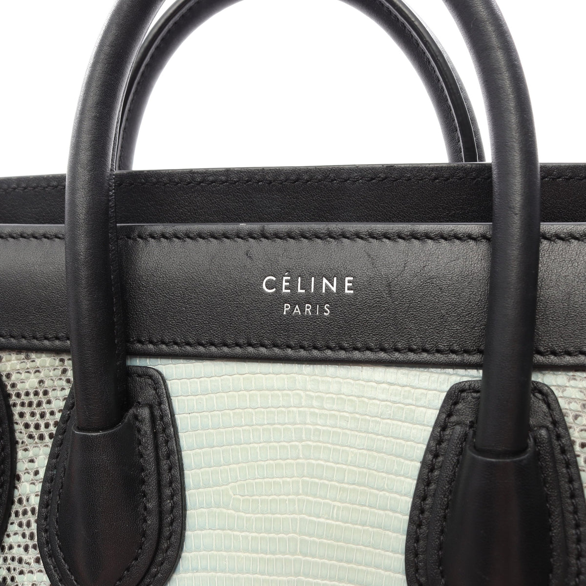 ラゲージ ナノショッパー 2WAY ハンドバッグ レザー パイソン ライトブルー ブラック セリーヌ バッグ CELINE