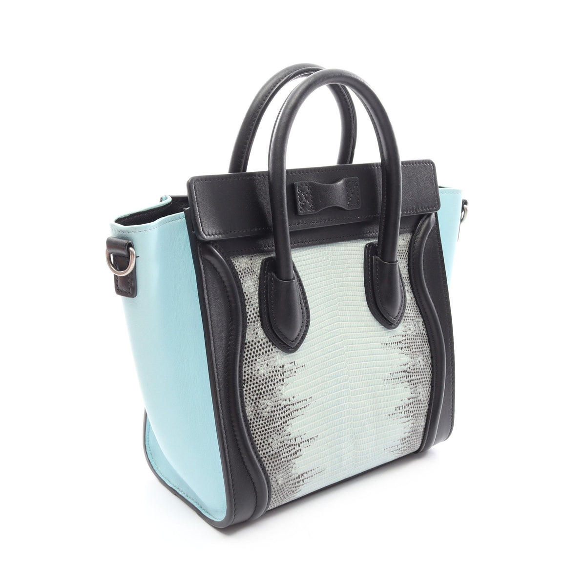ラゲージ ナノショッパー 2WAY ハンドバッグ レザー パイソン ライトブルー ブラック セリーヌ バッグ CELINE