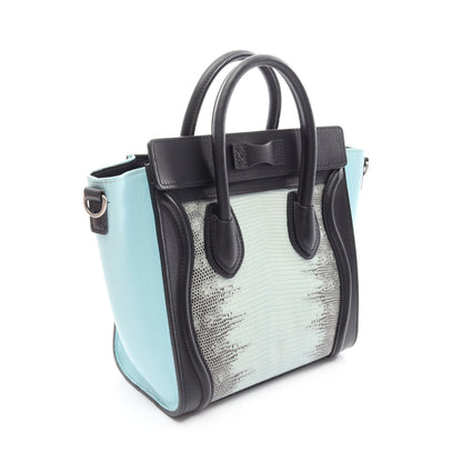 ラゲージ ナノショッパー 2WAY ハンドバッグ レザー パイソン ライトブルー ブラック セリーヌ バッグ CELINE