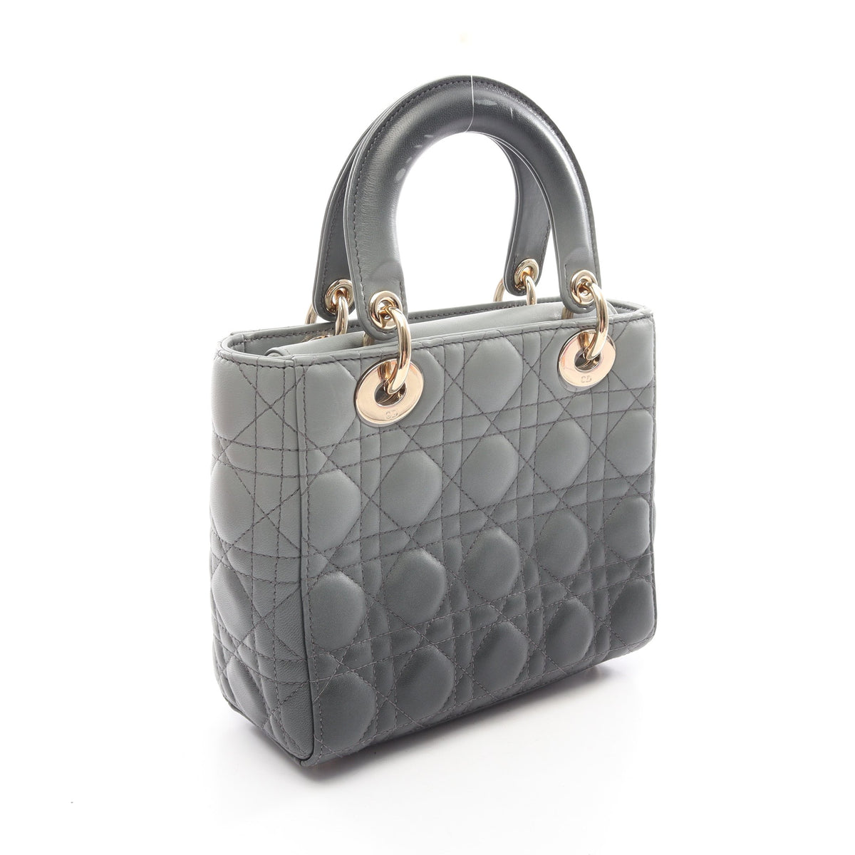 レディディオール スモール カナージュ ハンドバッグ レザー グレー ダークグレー クリスチャンディオール バッグ Christian Dior