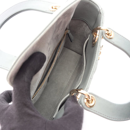 レディディオール スモール カナージュ ハンドバッグ レザー グレー ダークグレー クリスチャンディオール バッグ Christian Dior