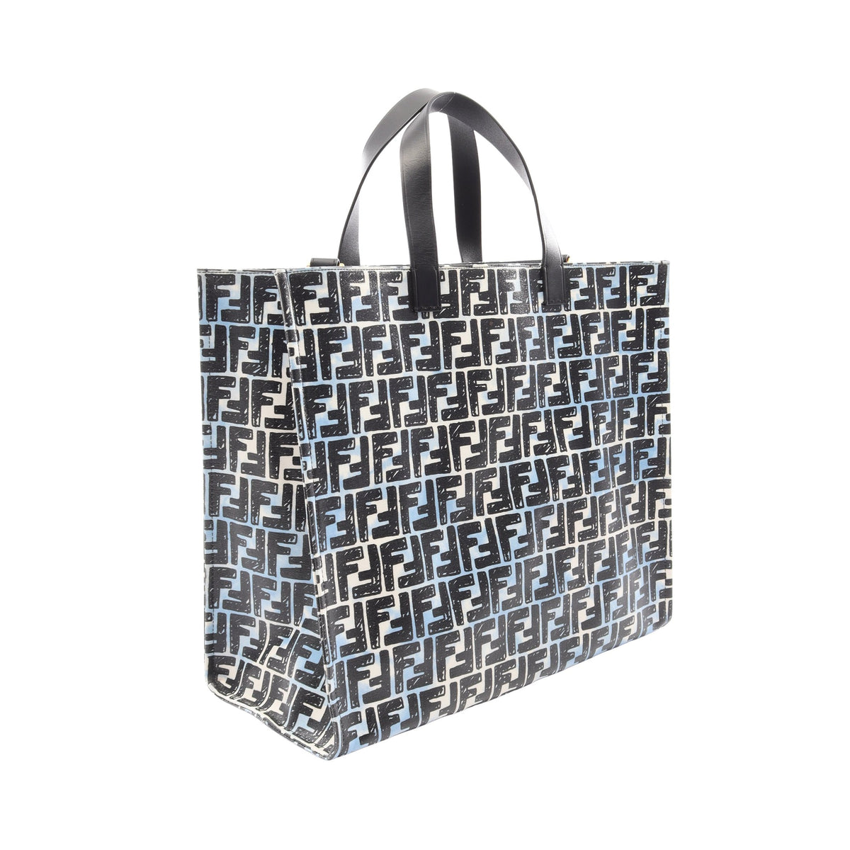 FENDI × Joshua Vides ショッパー ハンドバッグ トートバッグ PVC レザー ブラック ホワイト ライトブルー フェンディ バッグ FENDI