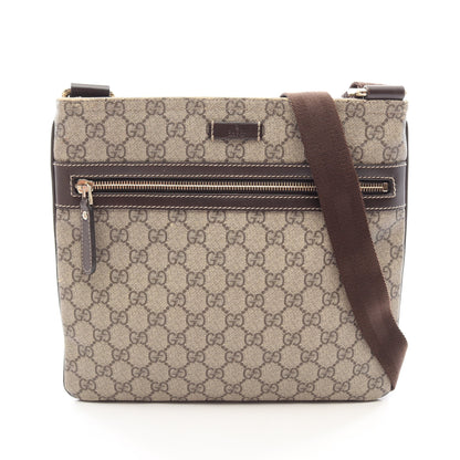 GGスプリーム ショルダーバッグ PVC レザー ベージュ ダークブラウン グッチ バッグ GUCCI