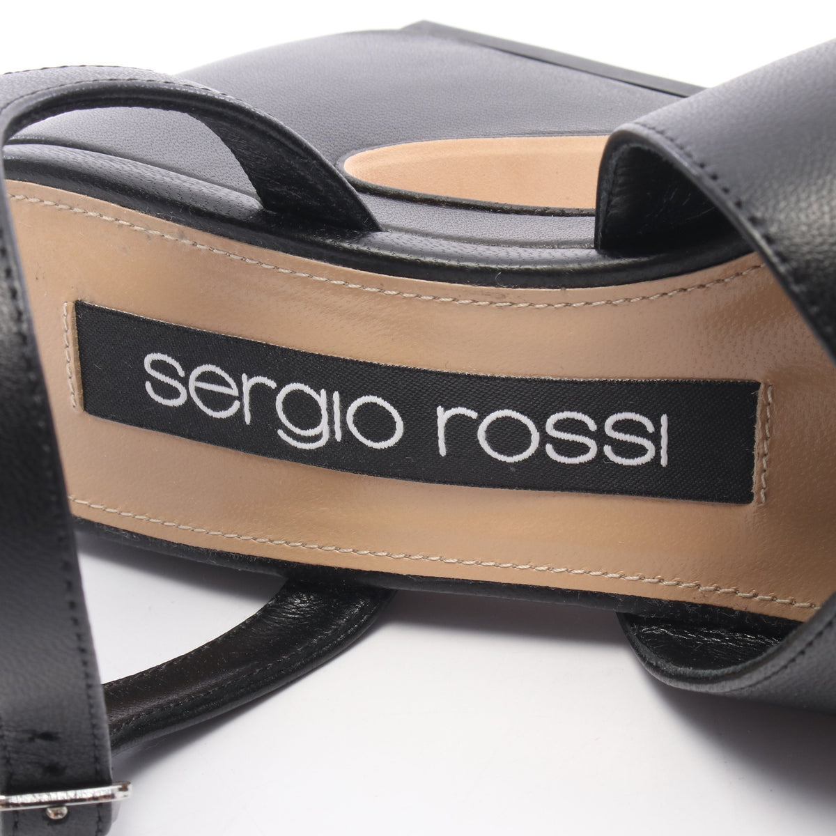 クロスストラップ チャンキーヒール サンダル レザー ブラック セルジオロッシ シューズ Sergio Rossi