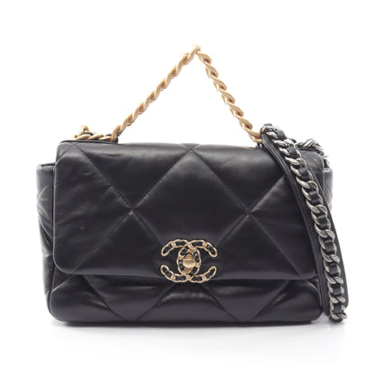 19 ディズヌフ マトラッセ コンビ金具 2WAY チェーンショルダーバッグ ラムスキン ブラック シャネル バッグ CHANEL