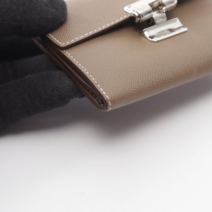 シャルニエール コンパクト エトゥープ 三つ折り財布 ヴォーマダム グレーブラウン シルバー金具 K刻印 エルメス 財布・小物 HERMES