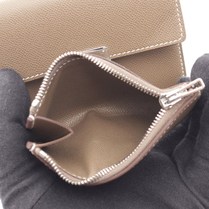 シャルニエール コンパクト エトゥープ 三つ折り財布 ヴォーマダム グレーブラウン シルバー金具 K刻印 エルメス 財布・小物 HERMES