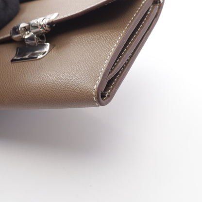 シャルニエール コンパクト エトゥープ 三つ折り財布 ヴォーマダム グレーブラウン シルバー金具 K刻印 エルメス 財布・小物 HERMES