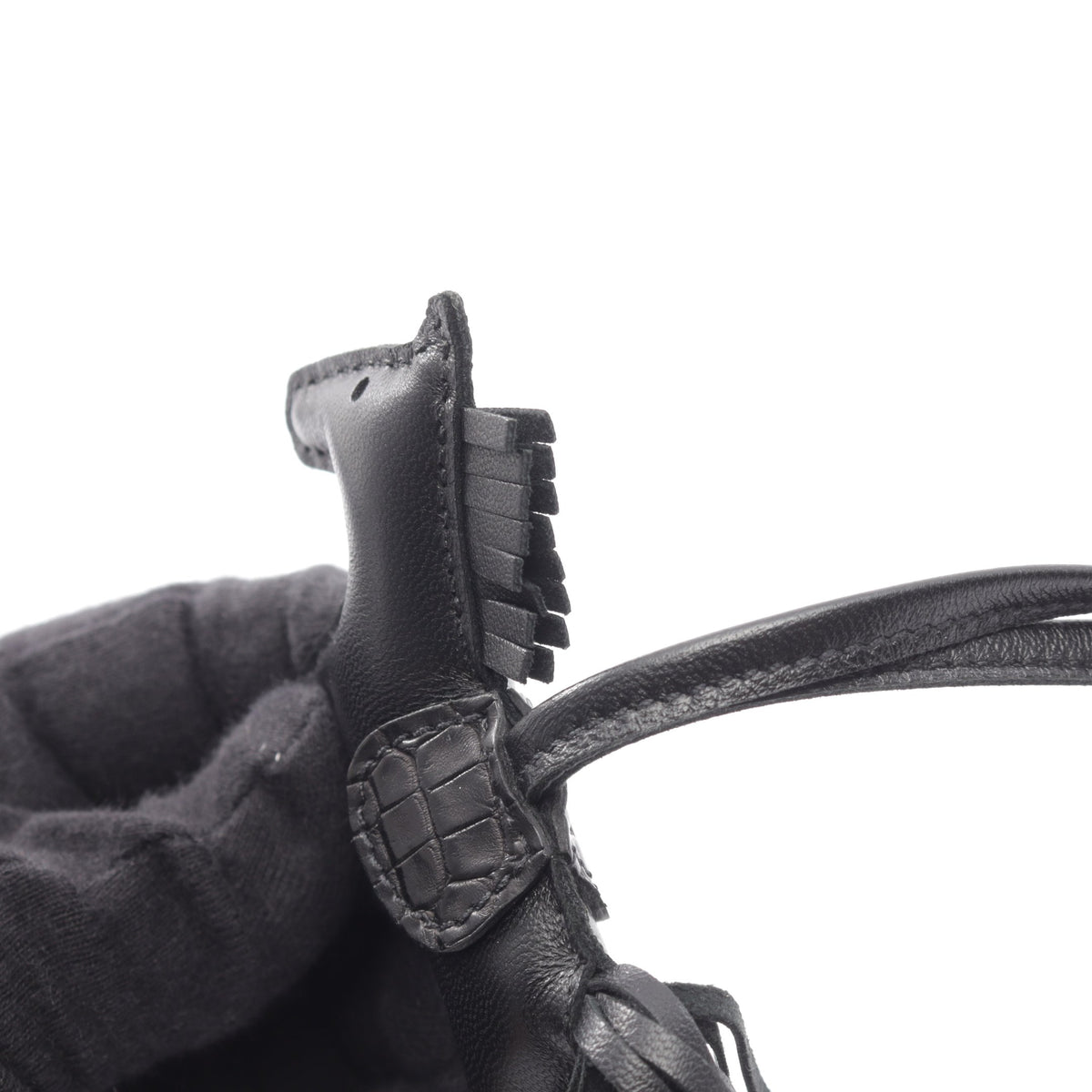 ロデオPM ソーブラック バッグチャーム アニョーミロ アリゲーターマット ブラック Z刻印 エルメス 財布・小物 HERMES