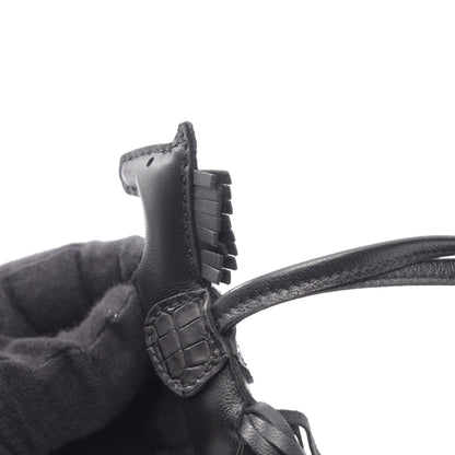 ロデオPM ソーブラック バッグチャーム アニョーミロ アリゲーターマット ブラック Z刻印 エルメス 財布・小物 HERMES