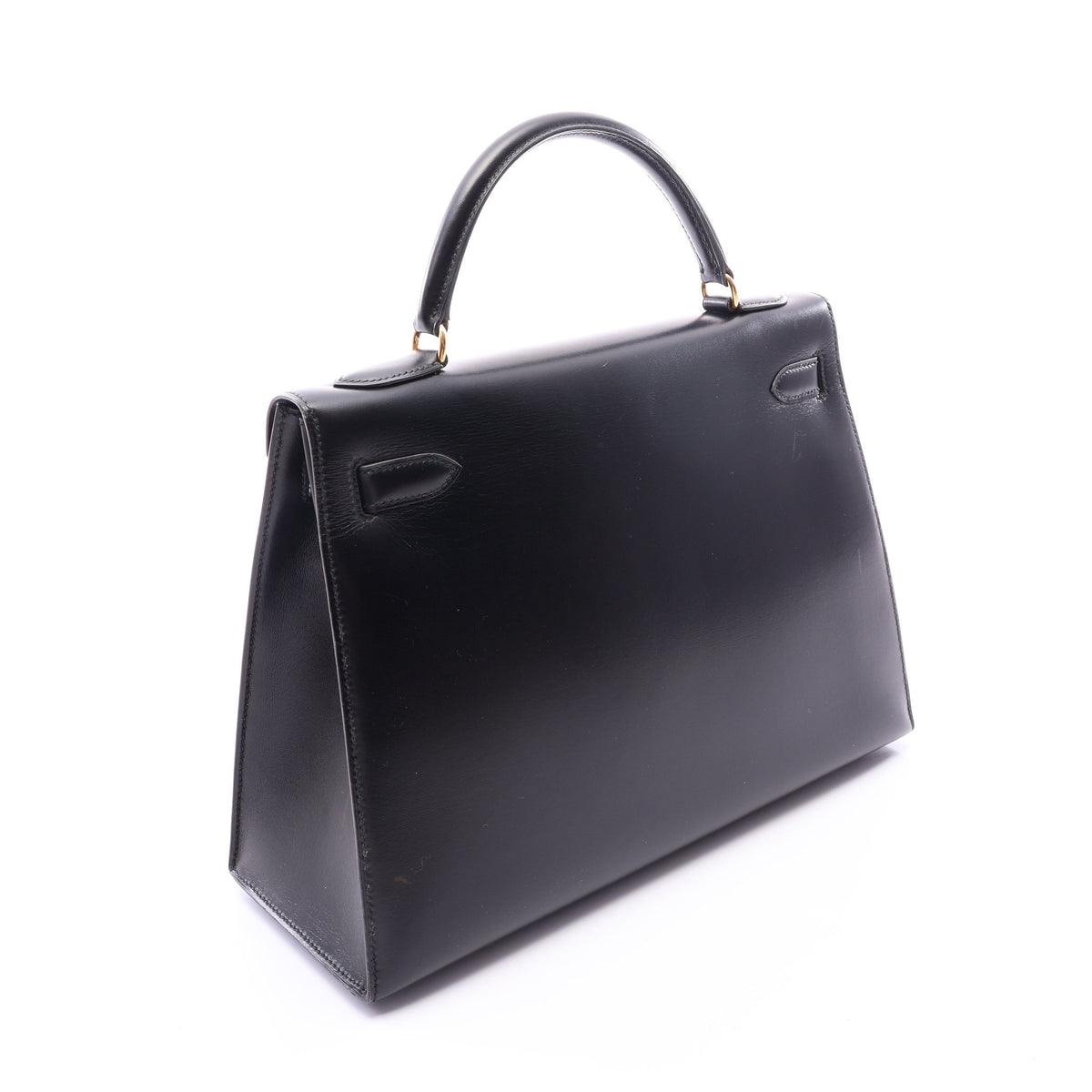 ケリー32 外縫い 2WAY ハンドバッグ ボックスカーフ ブラック ゴールド金具 ○X刻印 エルメス バッグ HERMES