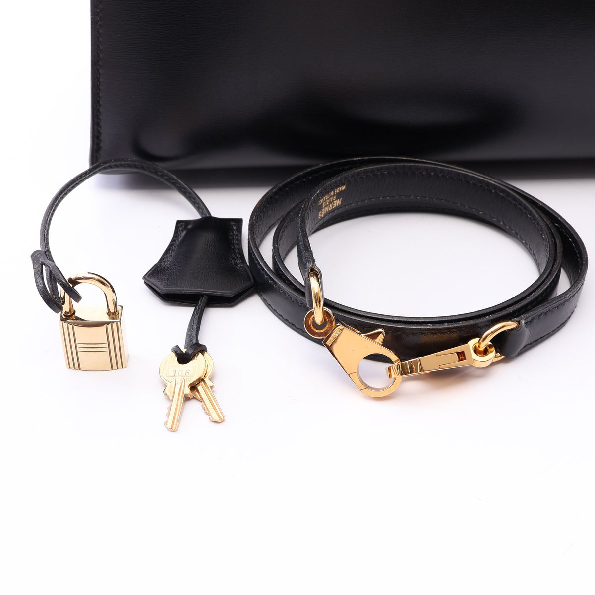 ケリー32 外縫い 2WAY ハンドバッグ ボックスカーフ ブラック ゴールド金具 ○X刻印 エルメス バッグ HERMES