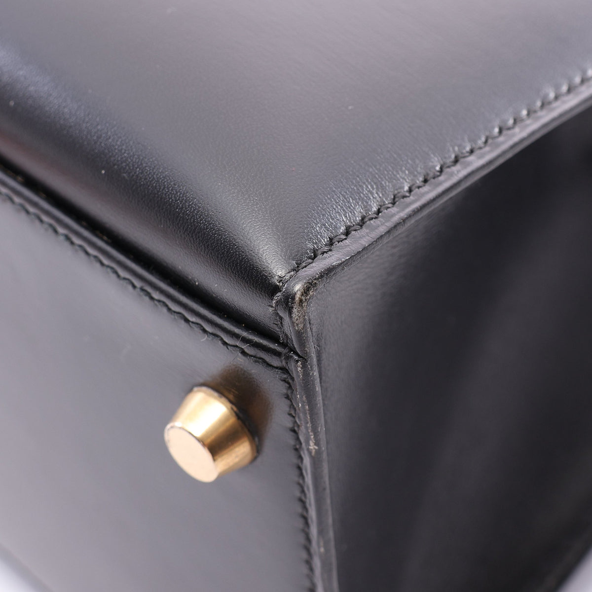 ケリー32 外縫い 2WAY ハンドバッグ ボックスカーフ ブラック ゴールド金具 ○X刻印 エルメス バッグ HERMES