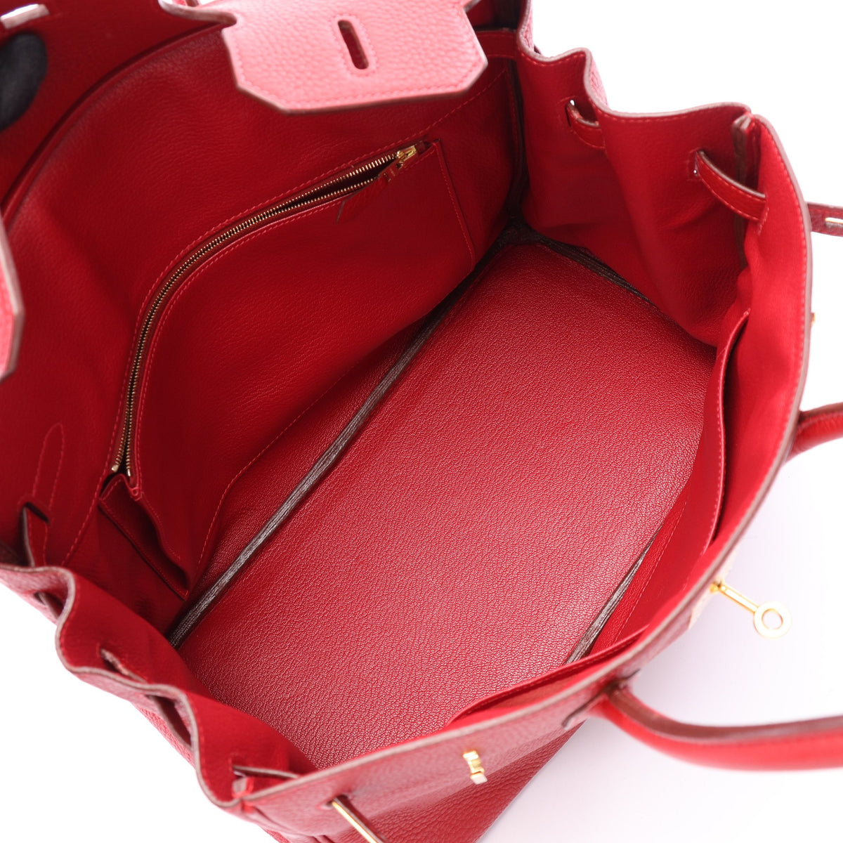 バーキン35 ルージュヴィフ ハンドバッグ トリヨンクレマンス レッド ゴールド金具 □I刻印 エルメス バッグ HERMES