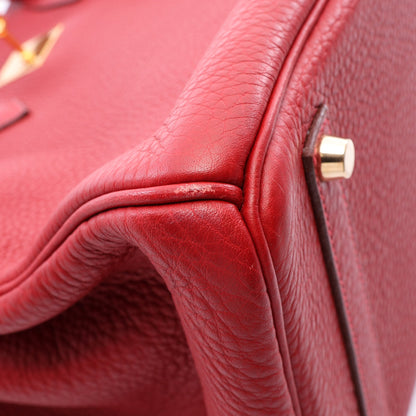 バーキン35 ルージュヴィフ ハンドバッグ トリヨンクレマンス レッド ゴールド金具 □I刻印 エルメス バッグ HERMES