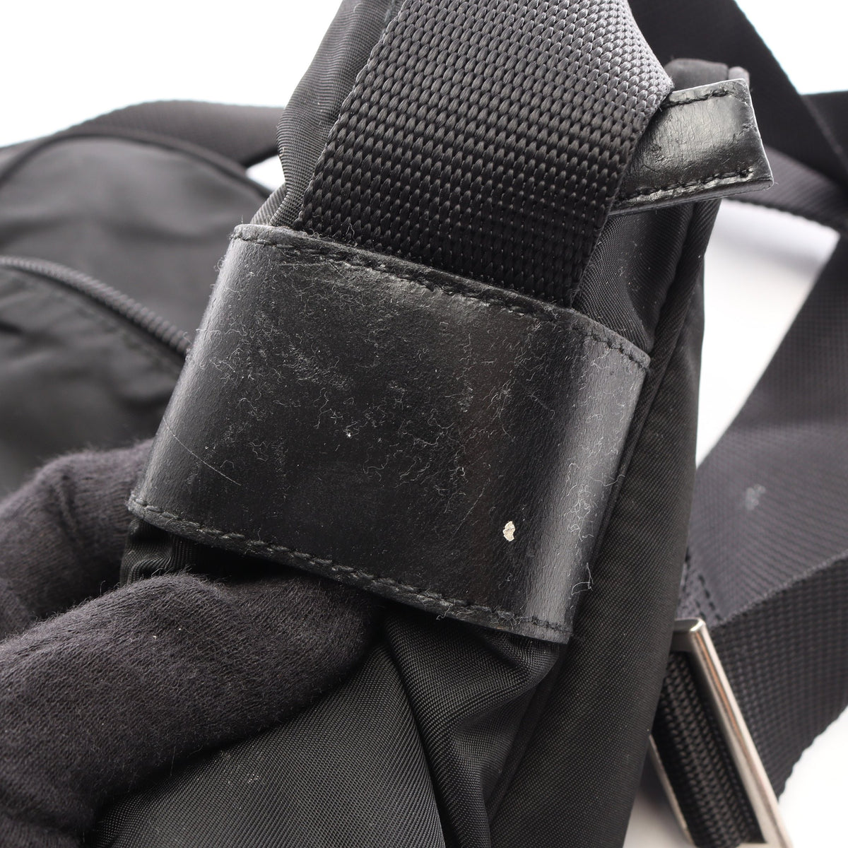 VERA SPORT ショルダーバッグ ナイロン レザー ブラック プラダ バッグ PRADA