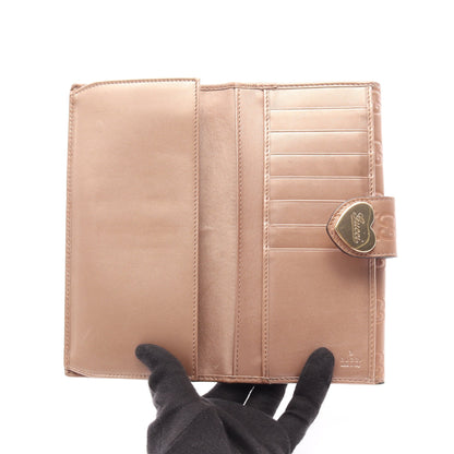 グッチシマ ラブリーハート 二つ折り長財布 Wホック財布 レザー ピンクベージュ グッチ 財布・小物 GUCCI