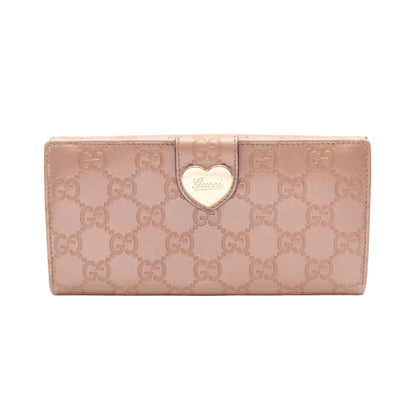 グッチシマ ラブリーハート 二つ折り長財布 Wホック財布 レザー ピンクベージュ グッチ 財布・小物 GUCCI