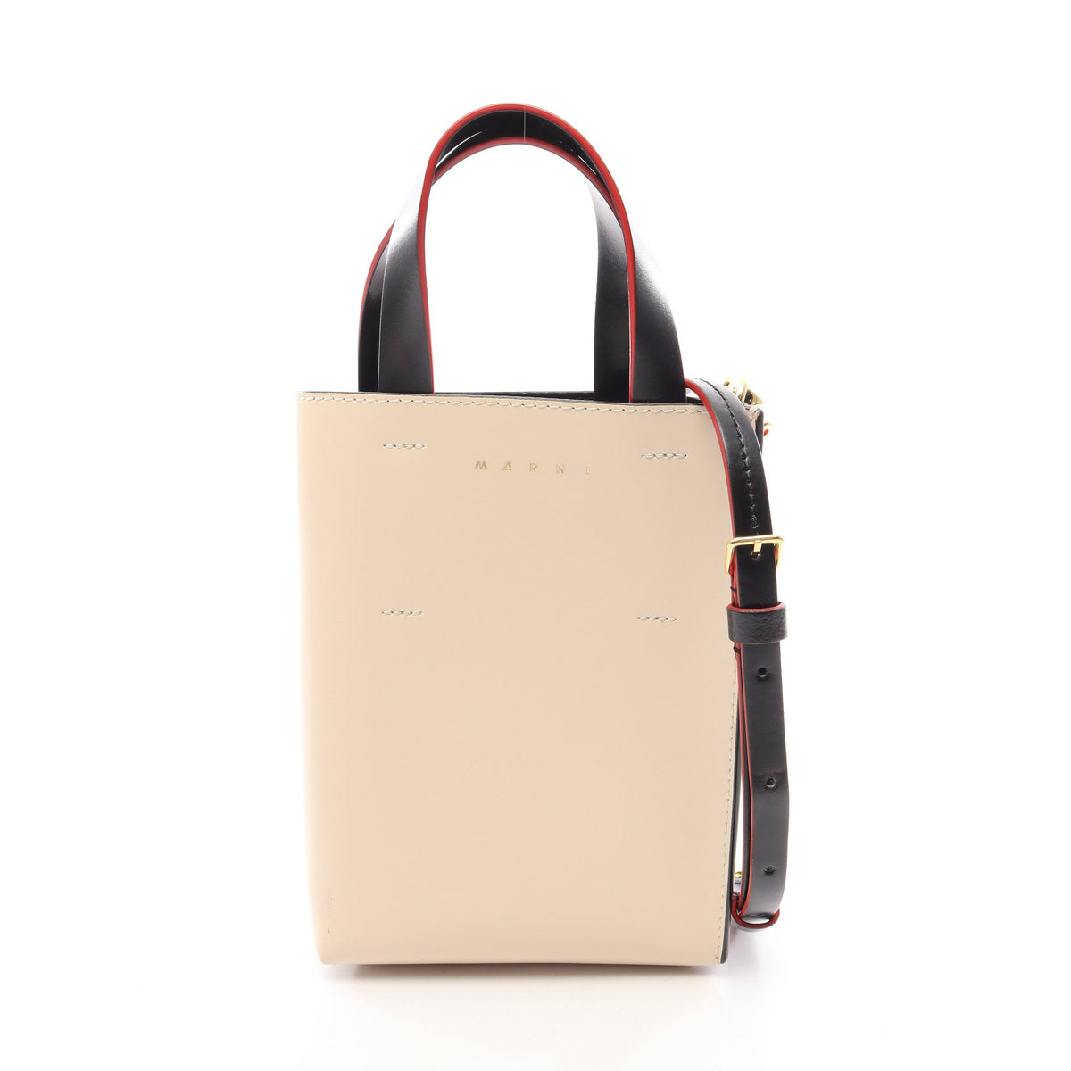 MUSEO NANO ミュゼオ ナノ 2WAY ハンドバッグ レザー ライトベージュ マルチカラー マルニ バッグ MARNI