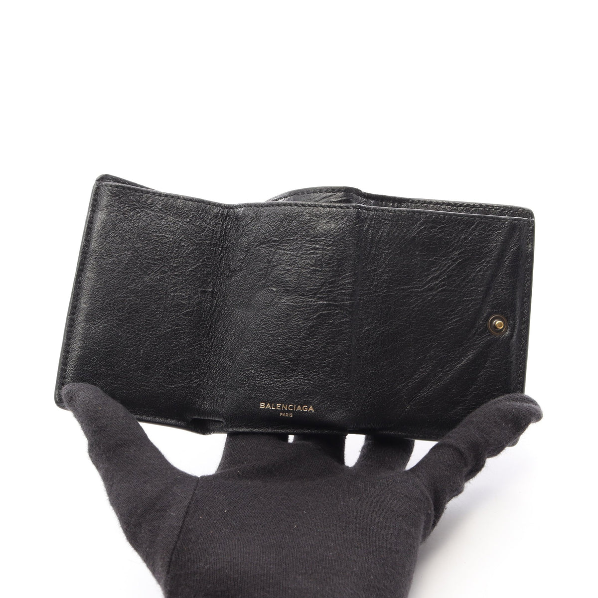 ペーパーミニウォレット 三つ折り財布 レザー ブラック ホワイト バレンシアガ 財布・小物 BALENCIAGA