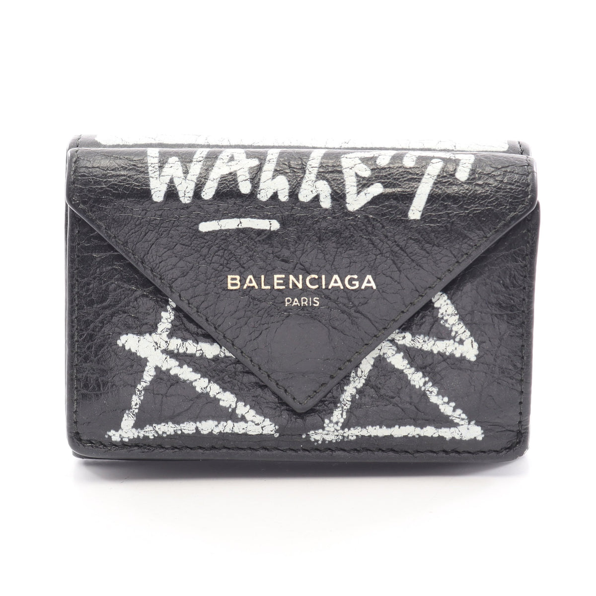 ペーパーミニウォレット 三つ折り財布 レザー ブラック ホワイト バレンシアガ 財布・小物 BALENCIAGA