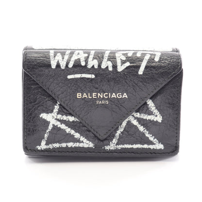 ペーパーミニウォレット 三つ折り財布 レザー ブラック ホワイト バレンシアガ 財布・小物 BALENCIAGA