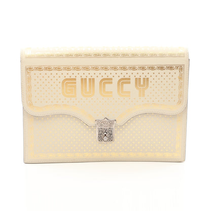 GUCCI × SEGA GUCCY クラッチバッグ レザー アイボリー ゴールド グッチ バッグ GUCCI