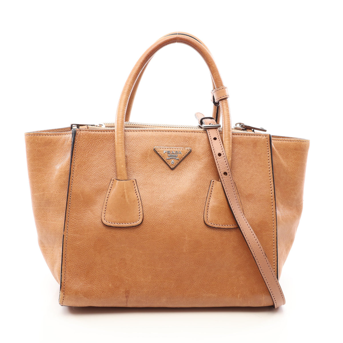 2WAY ハンドバッグ レザー ベージュ プラダ バッグ PRADA