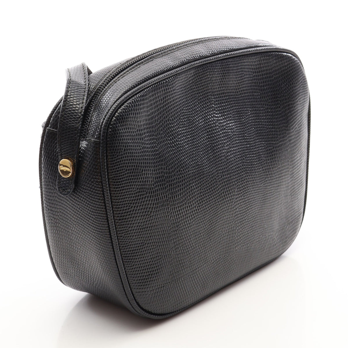 ヴァラ リザード型押し ショルダーバッグ レザー ブラック サルヴァトーレフェラガモ バッグ Salvatore Ferragamo